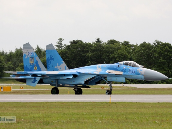 58 blau, Su-27, Ukrainian Air Force (2807 visitas) Danish Air Show Skystrup 2016 58 blau, Su-27, Ukrainian Air Force